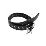 Ceinturon Jeans noir cuir pleine fleur orné