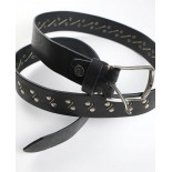 Ceinturon Jeans noir cuir pleine fleur orné