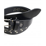 Ceinturon Jeans noir cuir pleine fleur orné