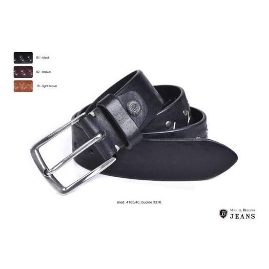 Ceinturon Jeans noir cuir pleine fleur orné